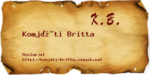 Komjáti Britta névjegykártya